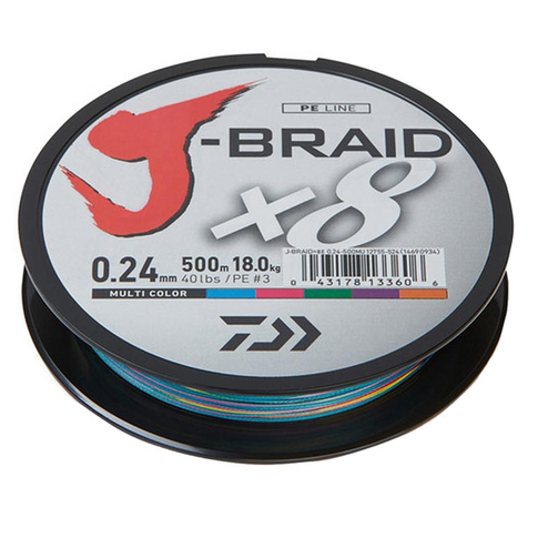 Daiwa J-Braid x8 Multicolor pintas žvejybos valas su spalvotomis 10m atkarpomis ir įvairiais diametrais