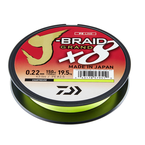 Daiwa J-Braid Grand x8 Chartreuse pintas žvejybinis valas žalios spalvos 135m ritėje