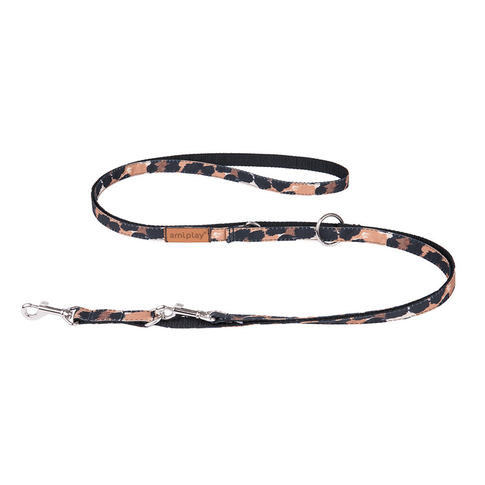 Amiplay Safari 6in1 adjustable dog leash in predatory colors for small and medium breeds