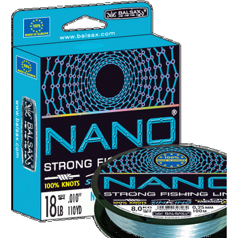 NANO Blue monofilamentinis žvejybos valas, 50m ritė, diametrai 0.14-0.30mm, mėlynos spalvos