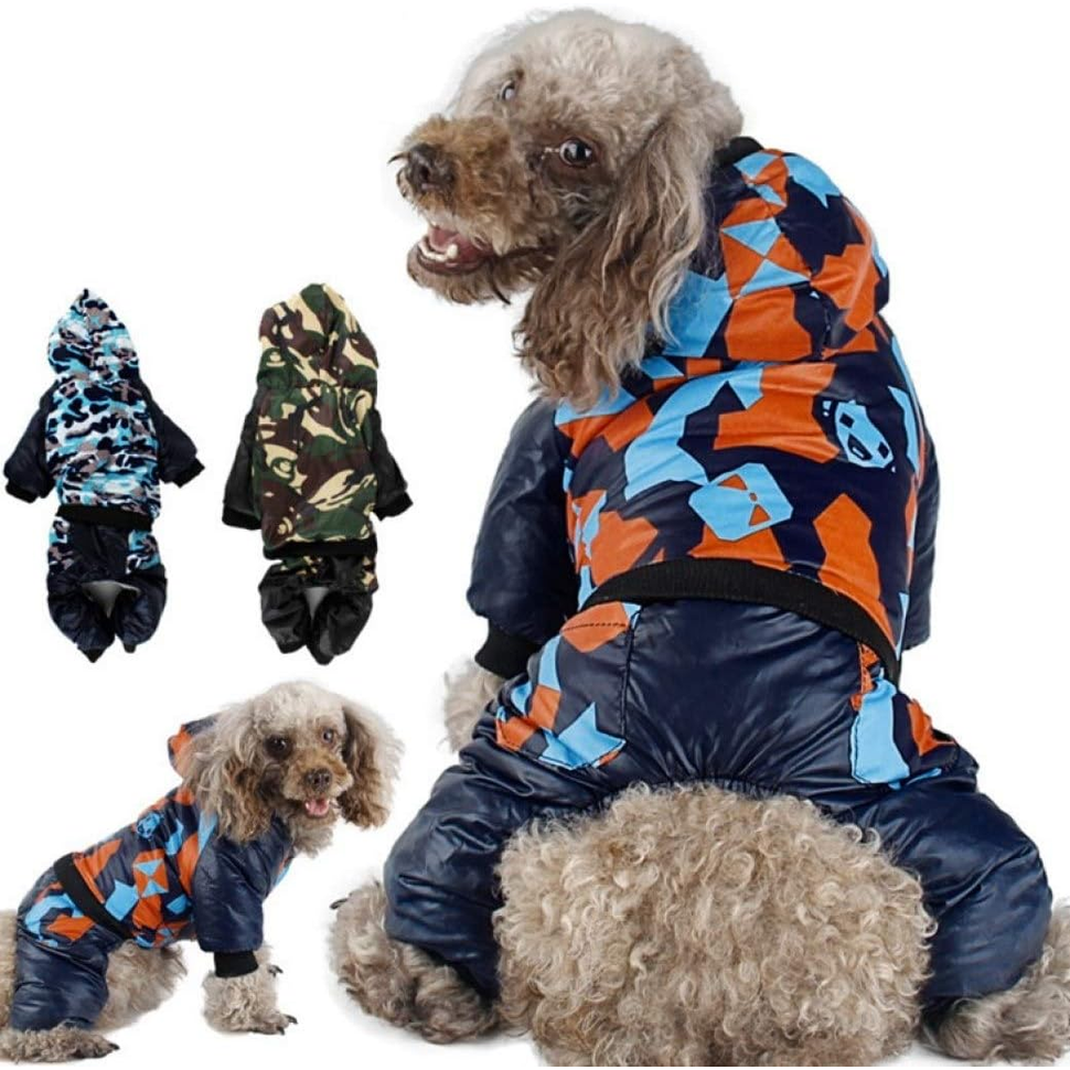 Waterproof CAMO dog jumpsuit for winter weather protection