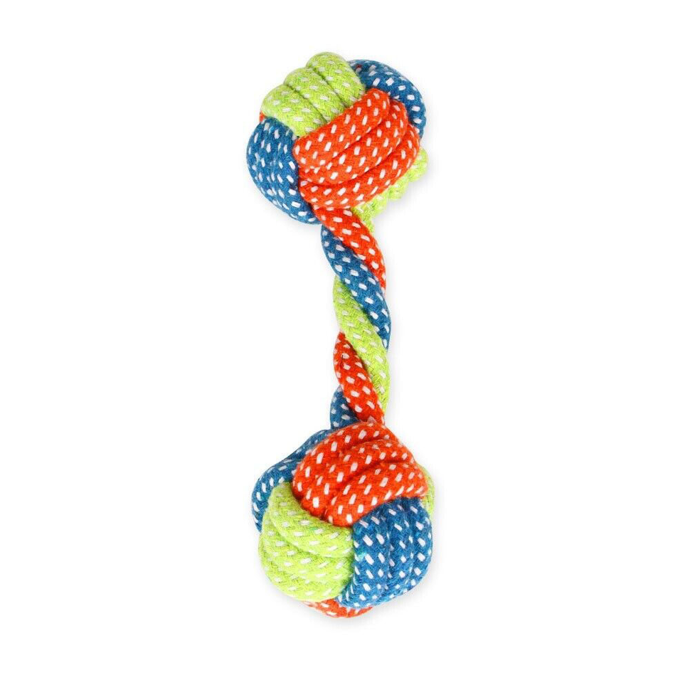 Durable fabric bone dog toy for interactive play and teeth cleaning