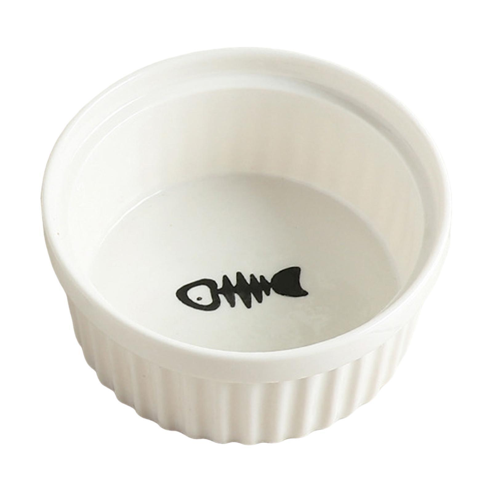 Ceramic fish-shaped pet bowl 12cm diameter for cats and dogs feeding