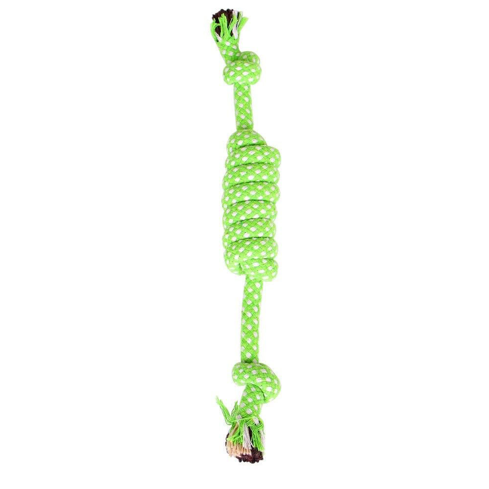 Durable fabric rope with knot dog toy for teeth cleaning and interactive play