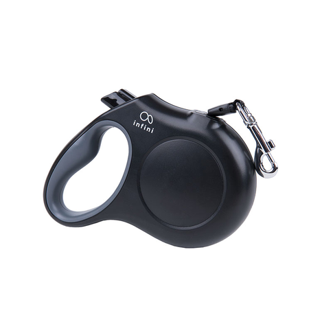 Amiplay Infini Freedom retractable dog leash with ergonomic handle and reflective stitching, available in multiple sizes