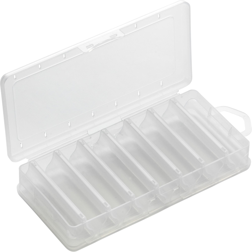 Compact fishing tackle box 358-3 with compartments for small lures storage
