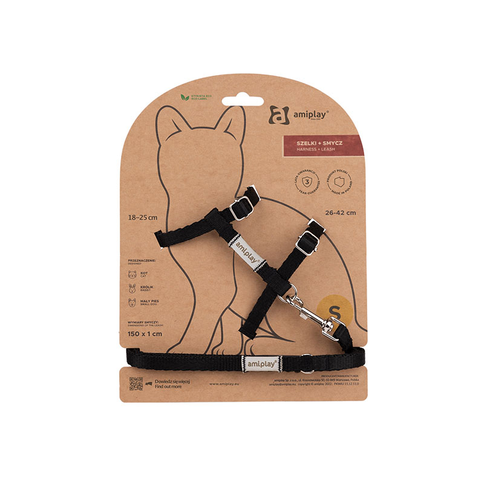 Amiplay Samba cat harness and leash set in neon colors with adjustable straps for comfortable walking
