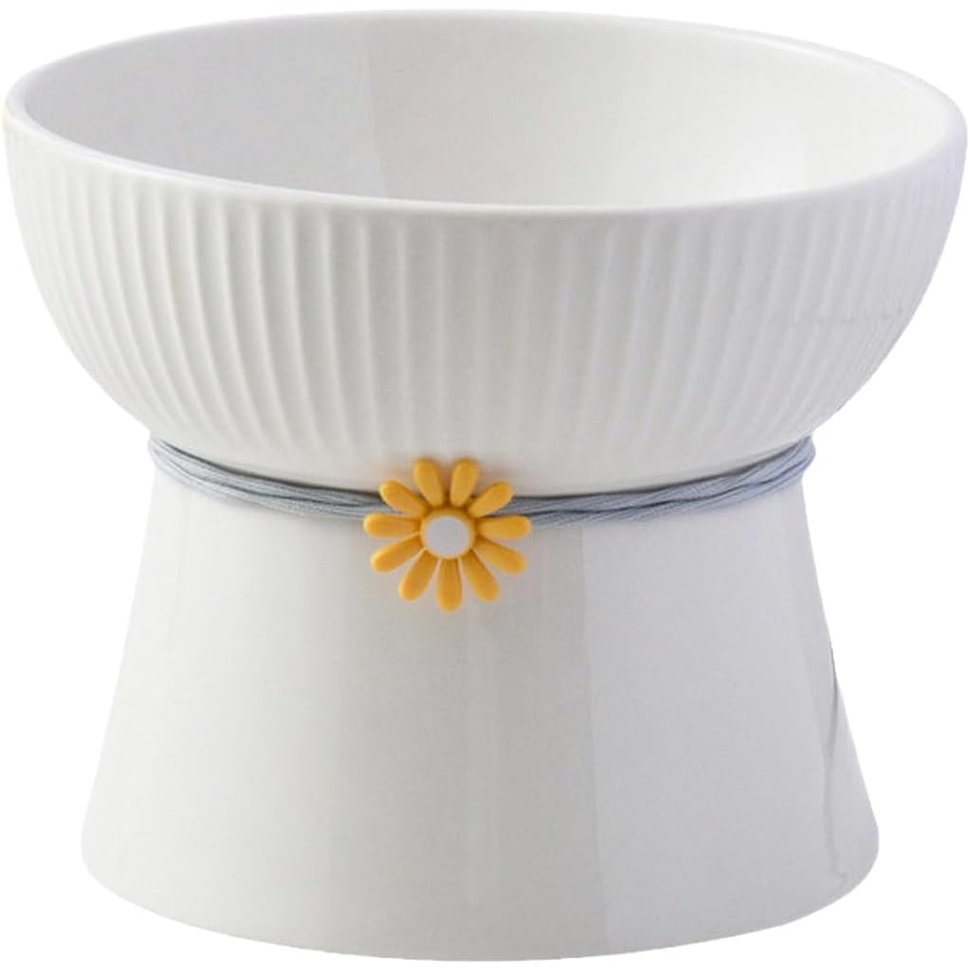 Elevated ceramic pet bowl with raised design for comfortable cat and dog feeding