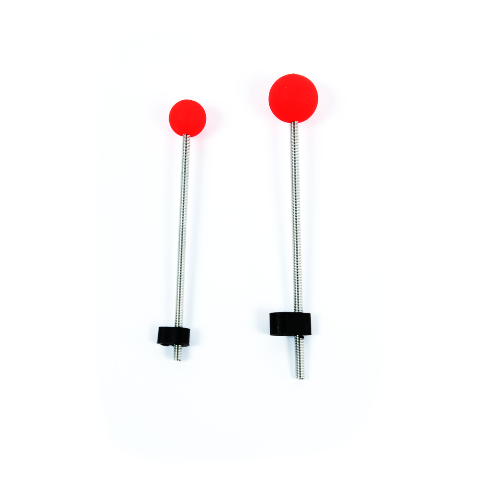 Smelt fishing indicators attached to ice fishing rods showing strike detection