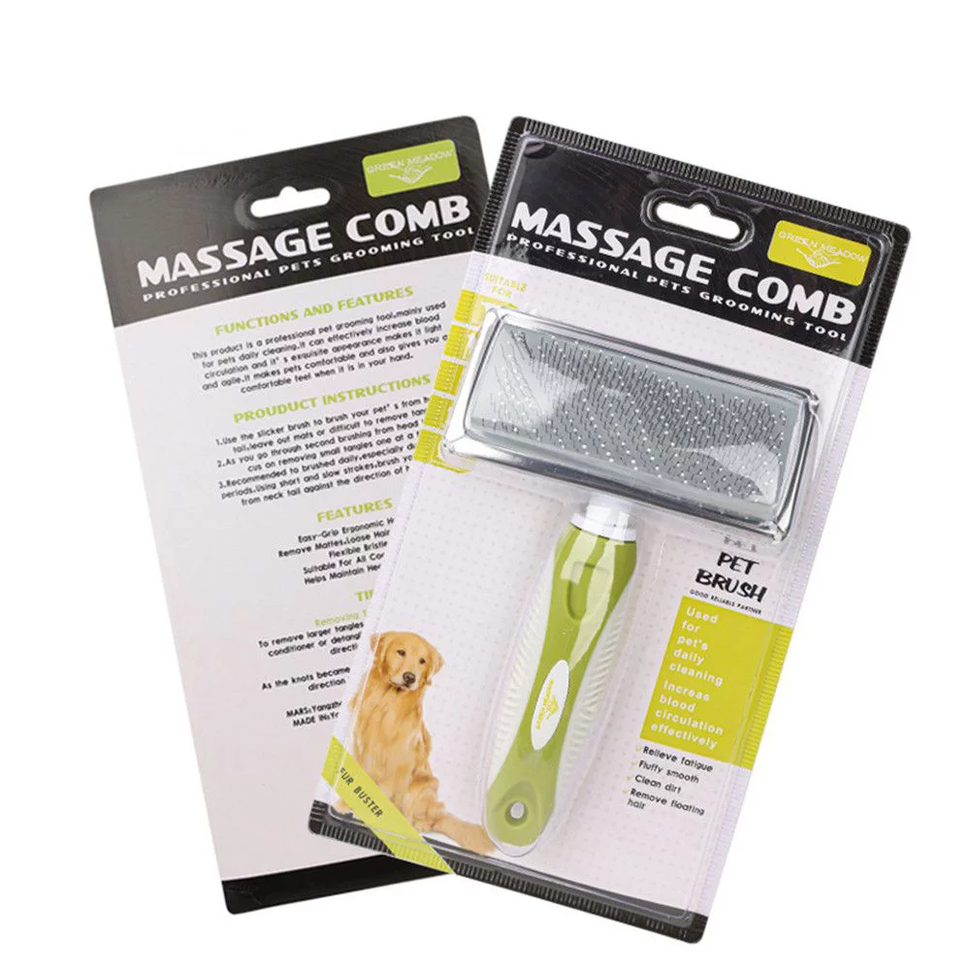 Pet massage comb with ergonomic handle for professional grooming
