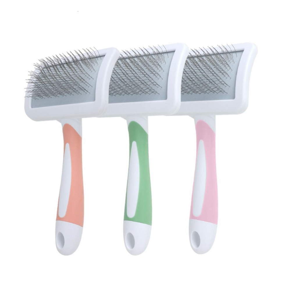 Dense bristle pet brush for dogs and cats with medium to long fur