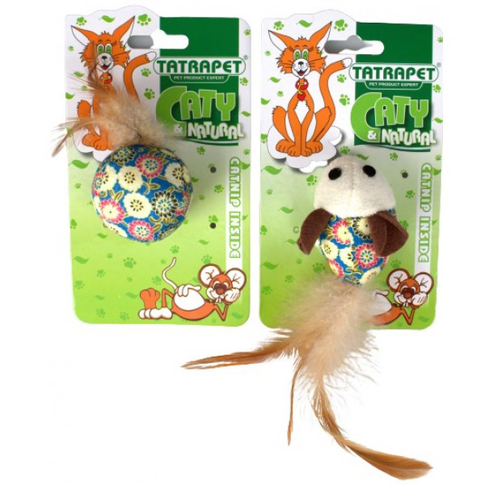 Medžiaginis pelės formos žaislas katėms CATY & NATURAL, 5 cm