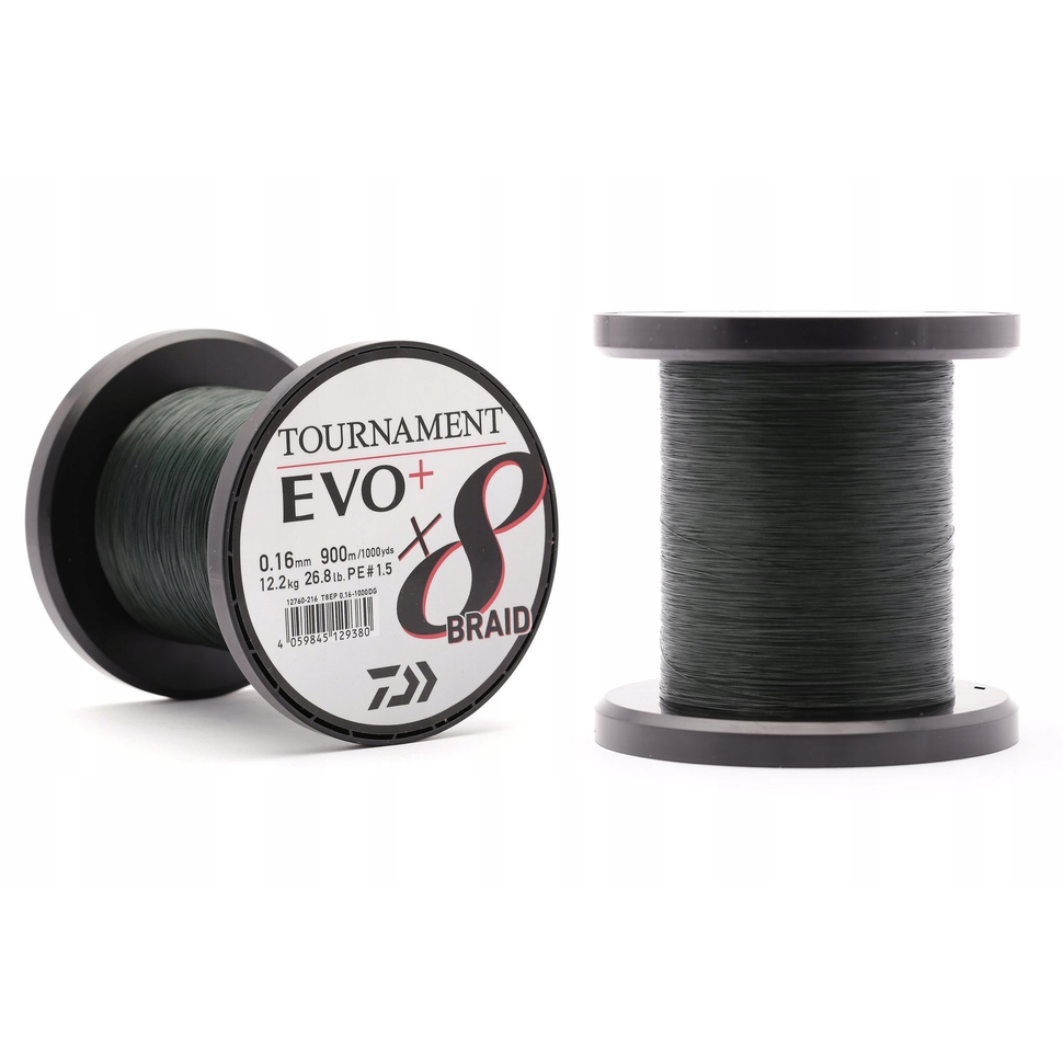 Daiwa Tournament 8 Braid EVO+ pintas žalias valas 900m ritėje su specialia silikono danga ir 4.9kg keliamąja galia