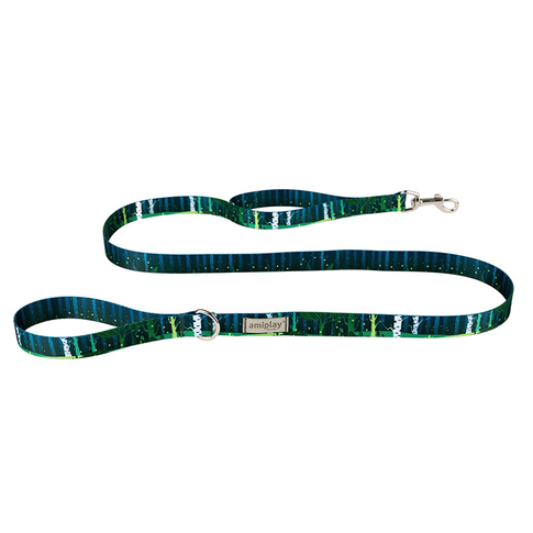 Amiplay BeNature reversible dog leash with nature-inspired pattern and durable strap in multiple sizes