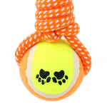Durable braided rope dog toy with tennis ball for dental health