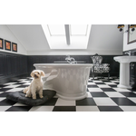 Comfortable dog bed with polyester fabric surface view