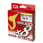 Profesionalus 8 gijų pintas valas Daiwa J-Braid Grand Chartreuse su techninėmis specifikacijomis