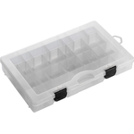 Professional fishing tackle storage box SF370 shown with measurements and organization features