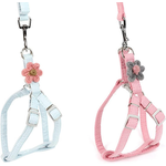 Pink cotton harness for cats with safety buckle detail