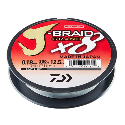 Pintas valas Daiwa J-Braid Grand X8 Light Grey 135m